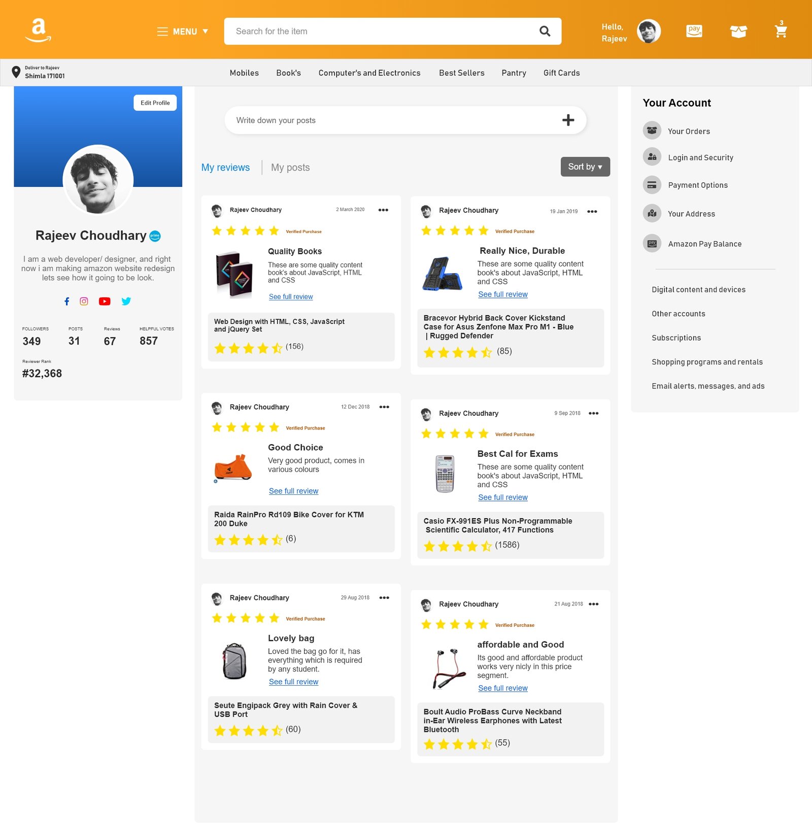 Amazon Website Re Design Project 2020 | Study Read Educate